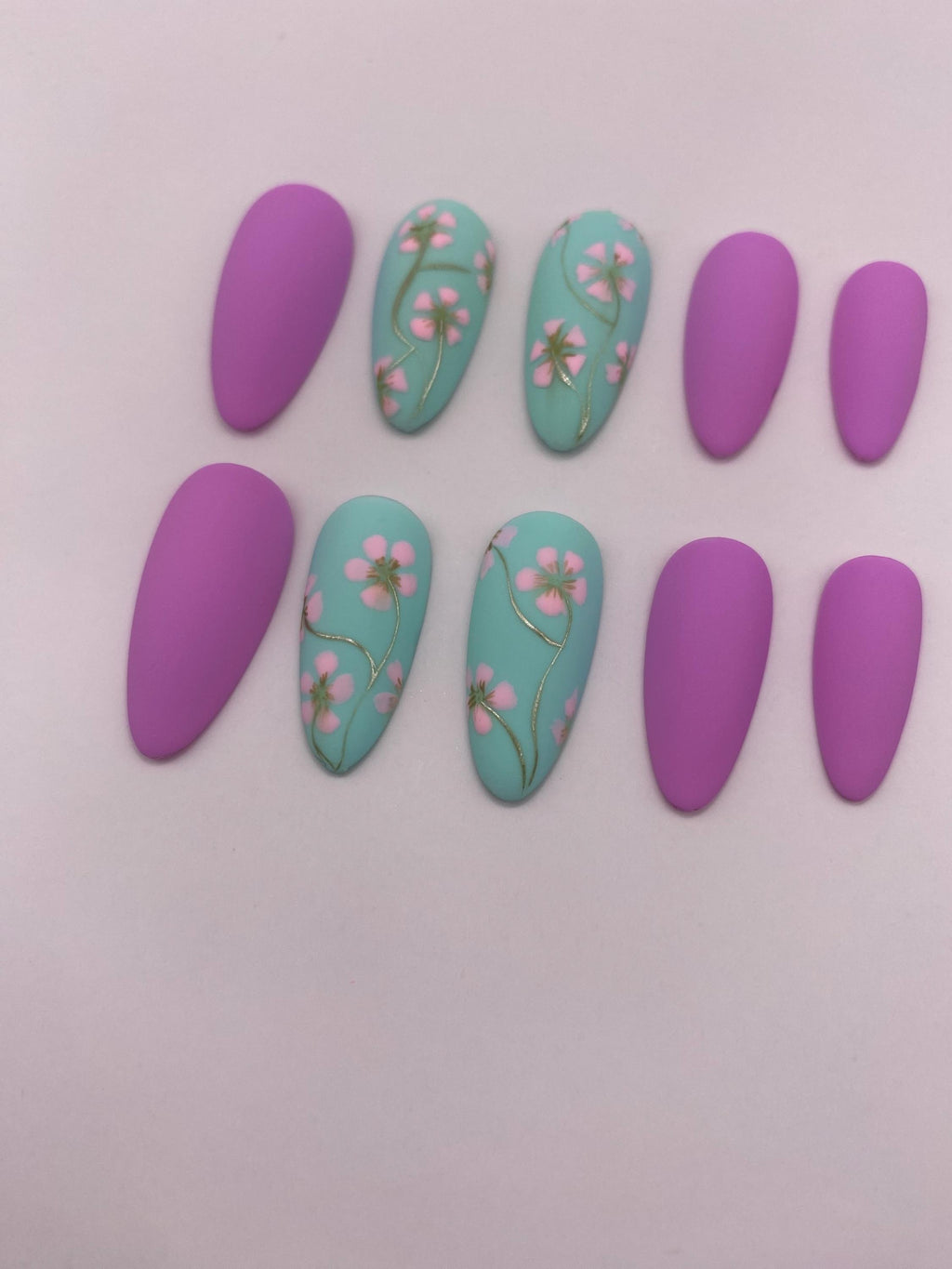 Cherry blossom press on nails - Sakura Floral fake nails - spring nail art set - reusable handmade nails - soft pink press on - gift for her