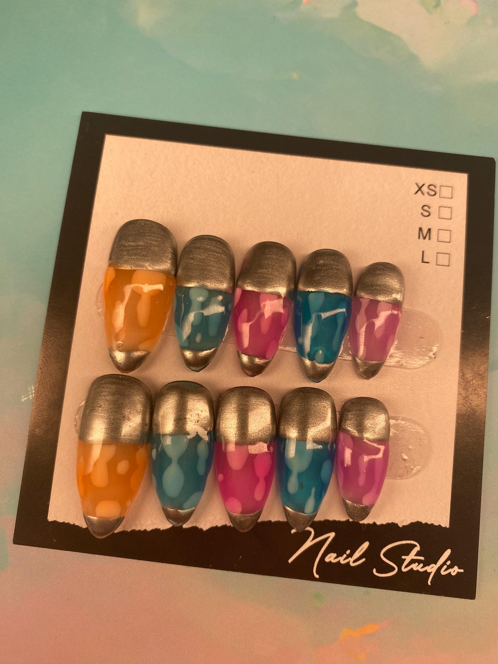 Glow and Flow: Lava Lamp Press-On Nails - funky trendy 60s lava lamp press on nails - gifts for her - vintage - retro - Rainbow - art - gift