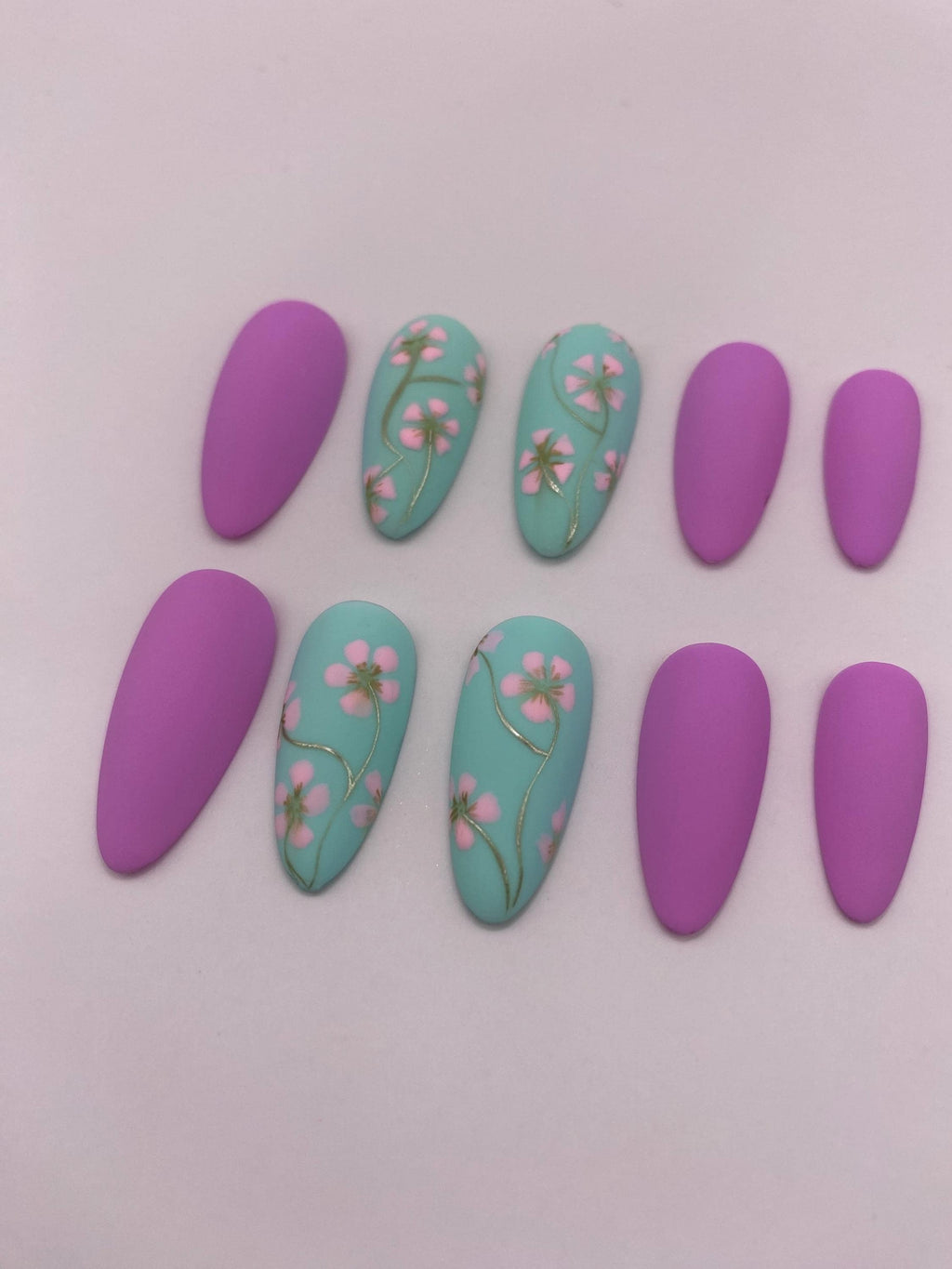 Cherry blossom press on nails - Sakura Floral fake nails - spring nail art set - reusable handmade nails - soft pink press on - gift for her