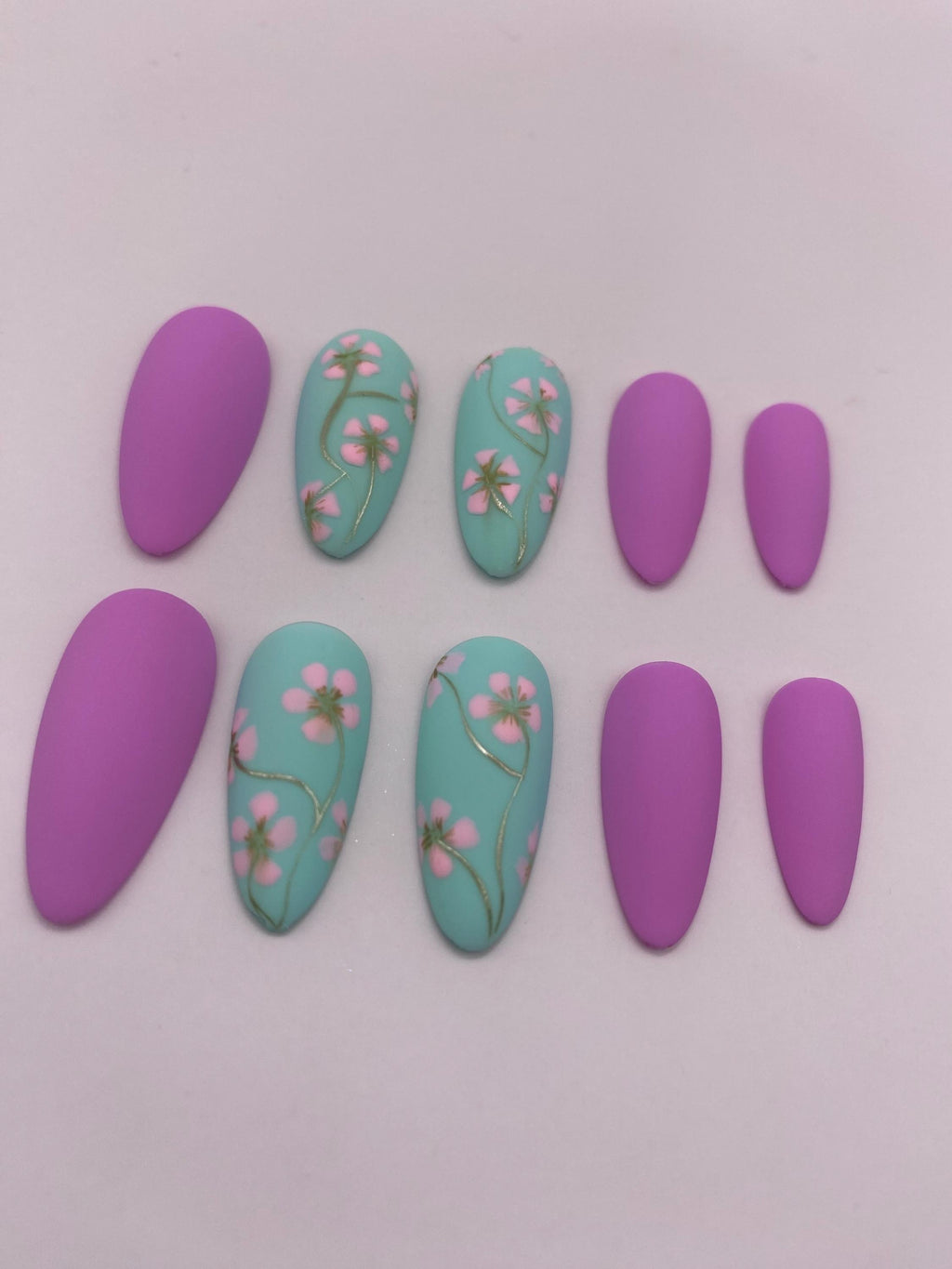 Cherry blossom press on nails - Sakura Floral fake nails - spring nail art set - reusable handmade nails - soft pink press on - gift for her